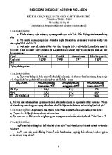 Đề thi chọn học sinh giỏi cấp Thành phố môn Địa lí Lớp 8 - Năm học 2014-2015 (Có đáp án)